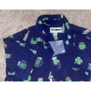 Tipsy Elves Shirt Mens Medium Beer Mug / Bottle St Pattys Button Up Short Sleeve